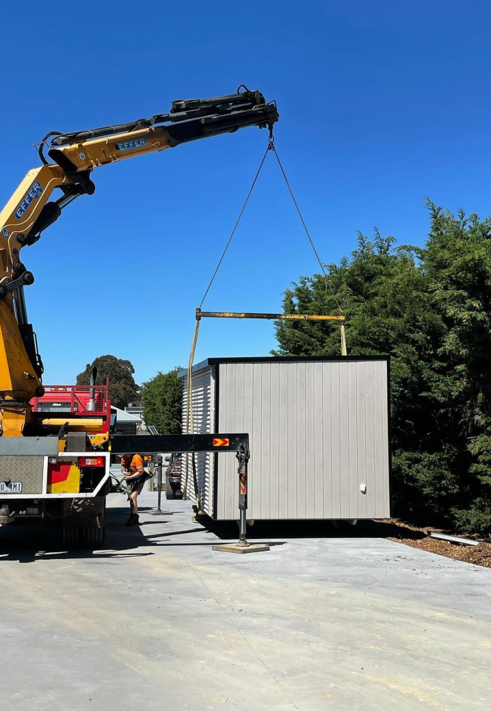 Portable buildings Melbourne installation by D&J Portables at construction site
